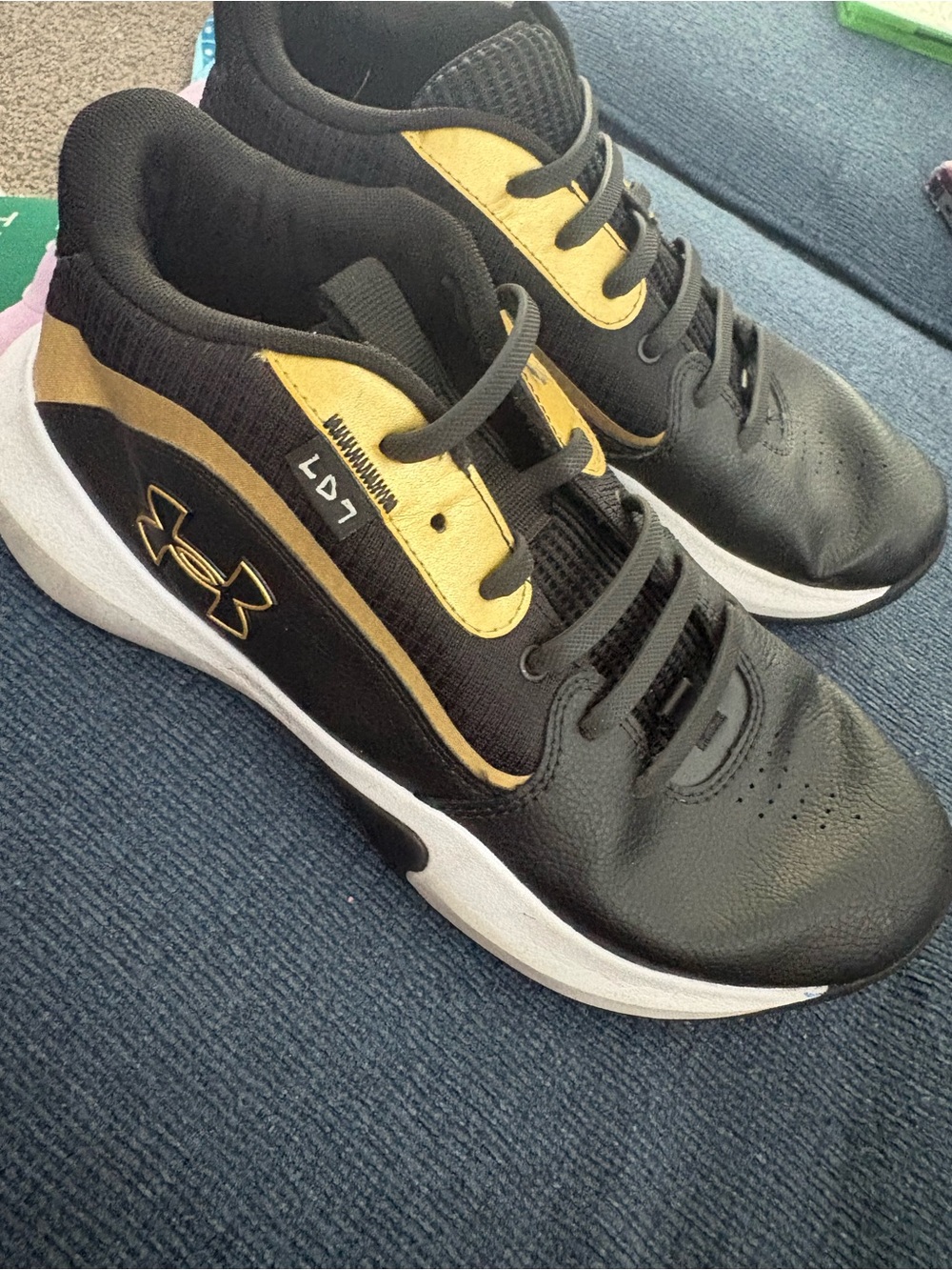Under Armour Black & Gold Kids' Athletic Sneakers